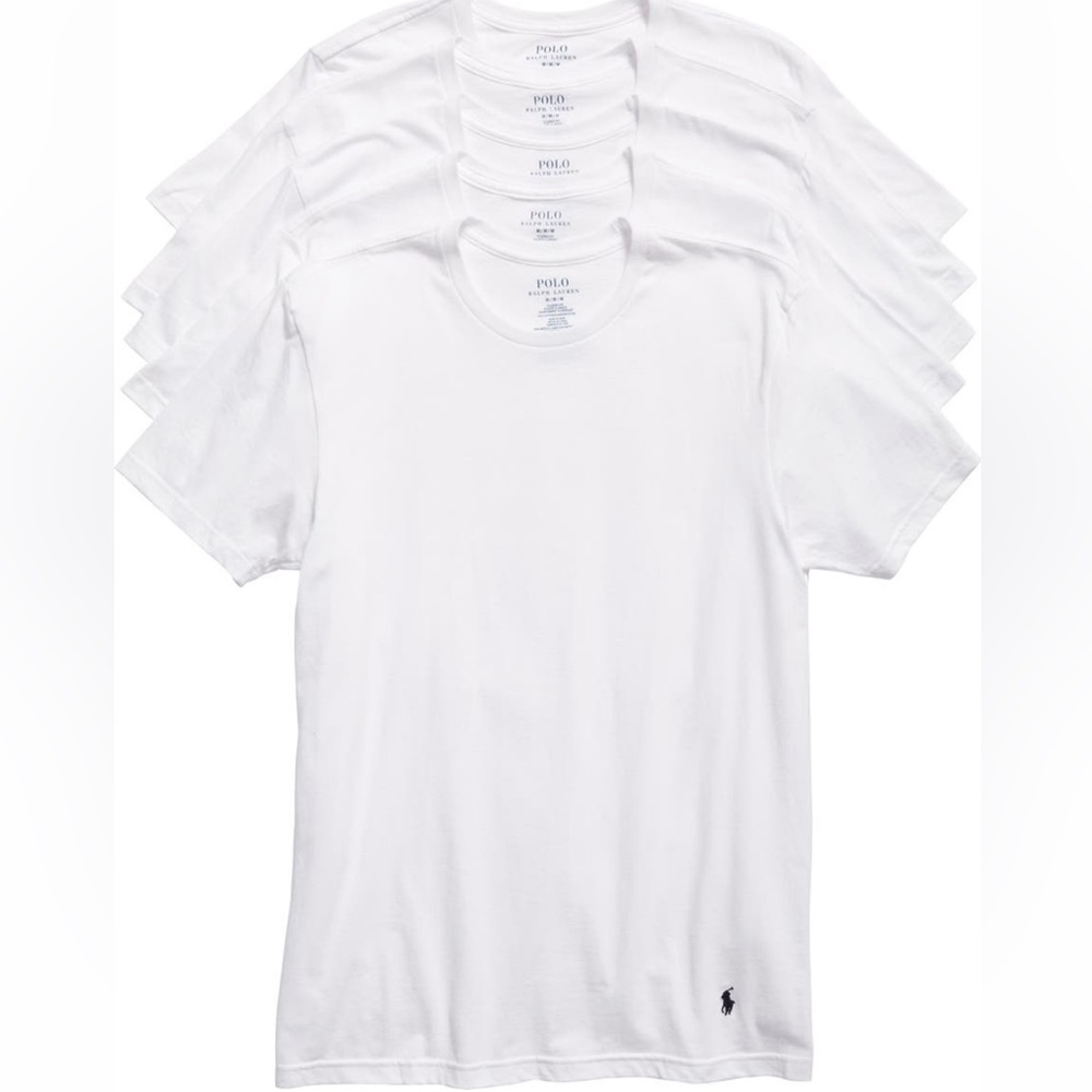 Polo Ralph Lauren Men's White Wicking Classic Fit Crew-Neck T-Shirt 5 Pa…